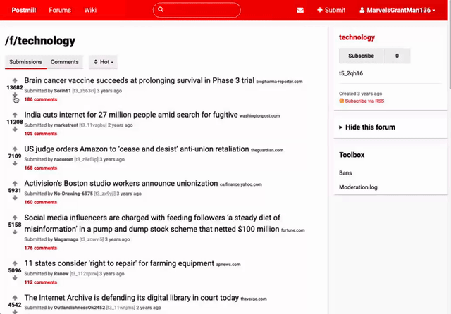 An animated gif of an upvote bug where the score changes from over 13000 to 1 after pressing upvote